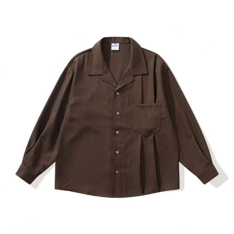 Unisex Oversized Lightweight Long Sleeve Shirt with Notched Collar, Chest Pocket and Boxy Silhouette Mune Fashion