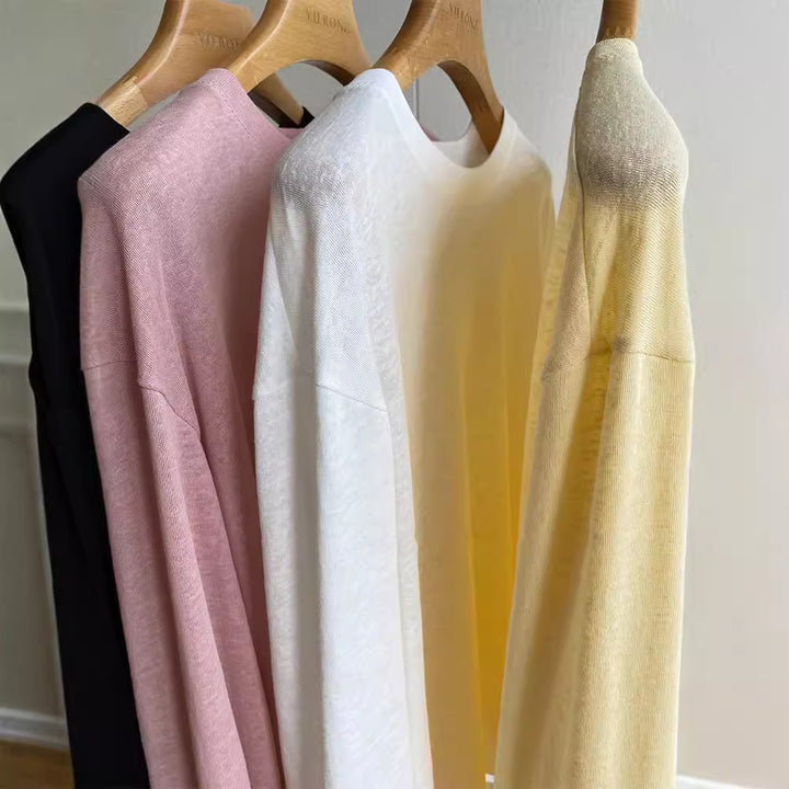 Women's Casual Long Sleeve Shirt with V-Neck Mune Fashion