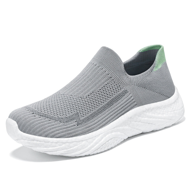 Women's seamless knit slip-on comfort running shoe with sock-like shaft and cushioned wave EVA sole Mune Fashion