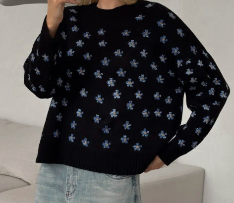 Ladies' Fashionable Sweater with Floral Patterns
