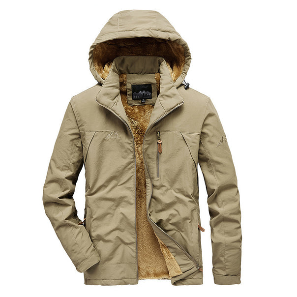 Men's Windproof Hooded Jacket with Full Sherpa Lining and Zipper Pockets Mune Fashion