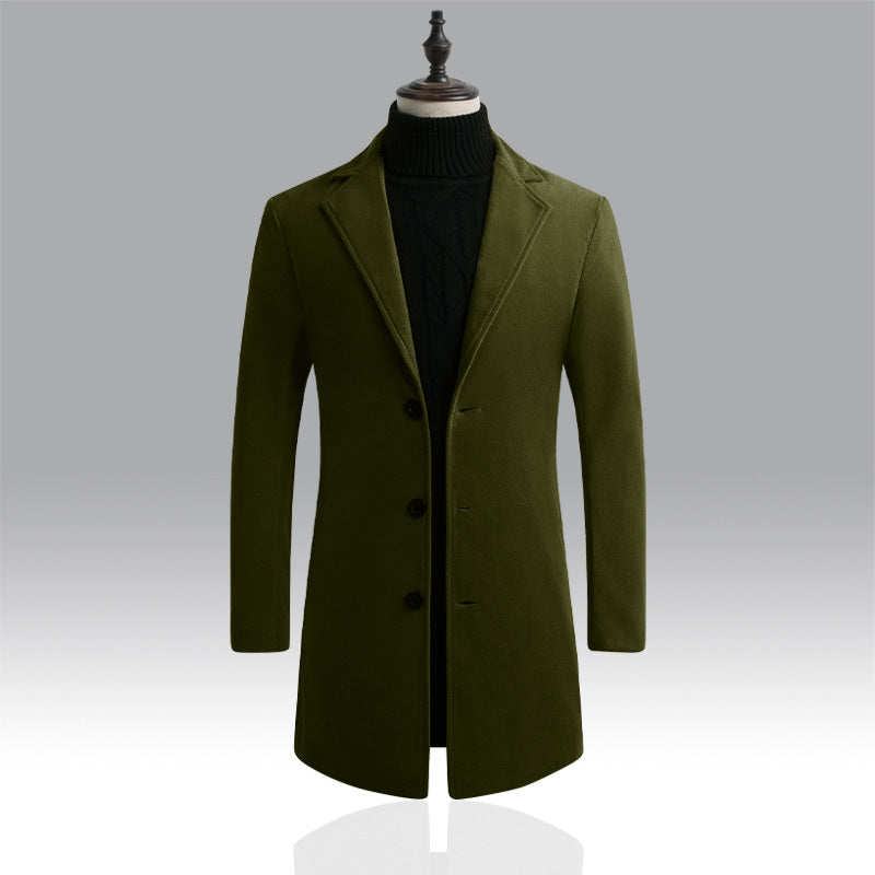 Men's Tailored Single-Breasted Wool Coat with Notched Lapel and Slim Silhouette Mune Fashion