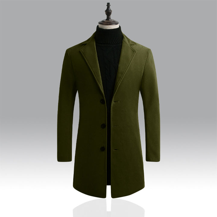 Men's Tailored Single-Breasted Wool Coat with Notched Lapel and Slim Silhouette Mune Fashion