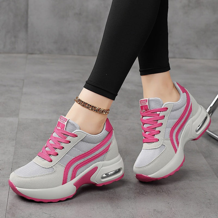 Women's Fashion Platform Sneakers with Visible Air Cushion and Breathable Mesh Upper Mune Fashion