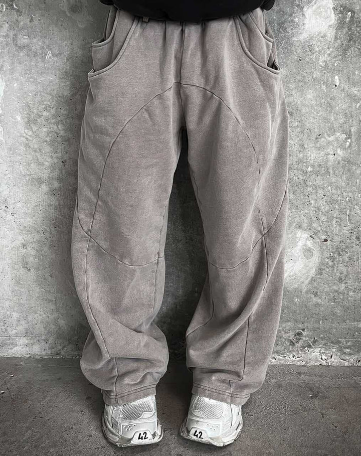 Men's Nan Oversized Leisure Joggers with Curved Seam Details, Drawstring Waistband and Elastic Leg Openings Mune Fashion