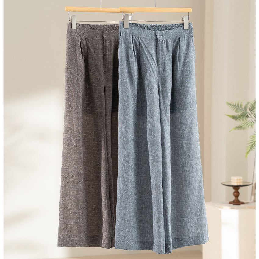 Women Wide Pleated Pants with High Elastic Waistband and Relaxed Fit Mune Fashion