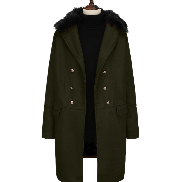 Men's Elegant Wool Jacket with Faux Fur Collar Mune