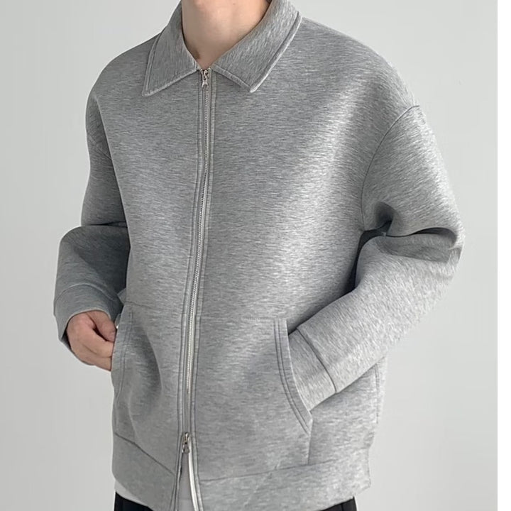 Men's Zip Sweat Jacket with Shirt Collar and Oversized Cut Mune Fashion