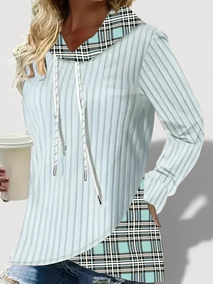 Women's Fashion Long Sleeve Shirt with Check Pattern