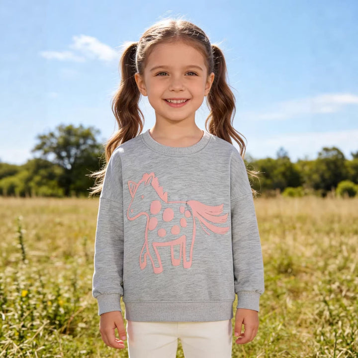 Girl Sweatshirt with playful horse design Mune Fashion