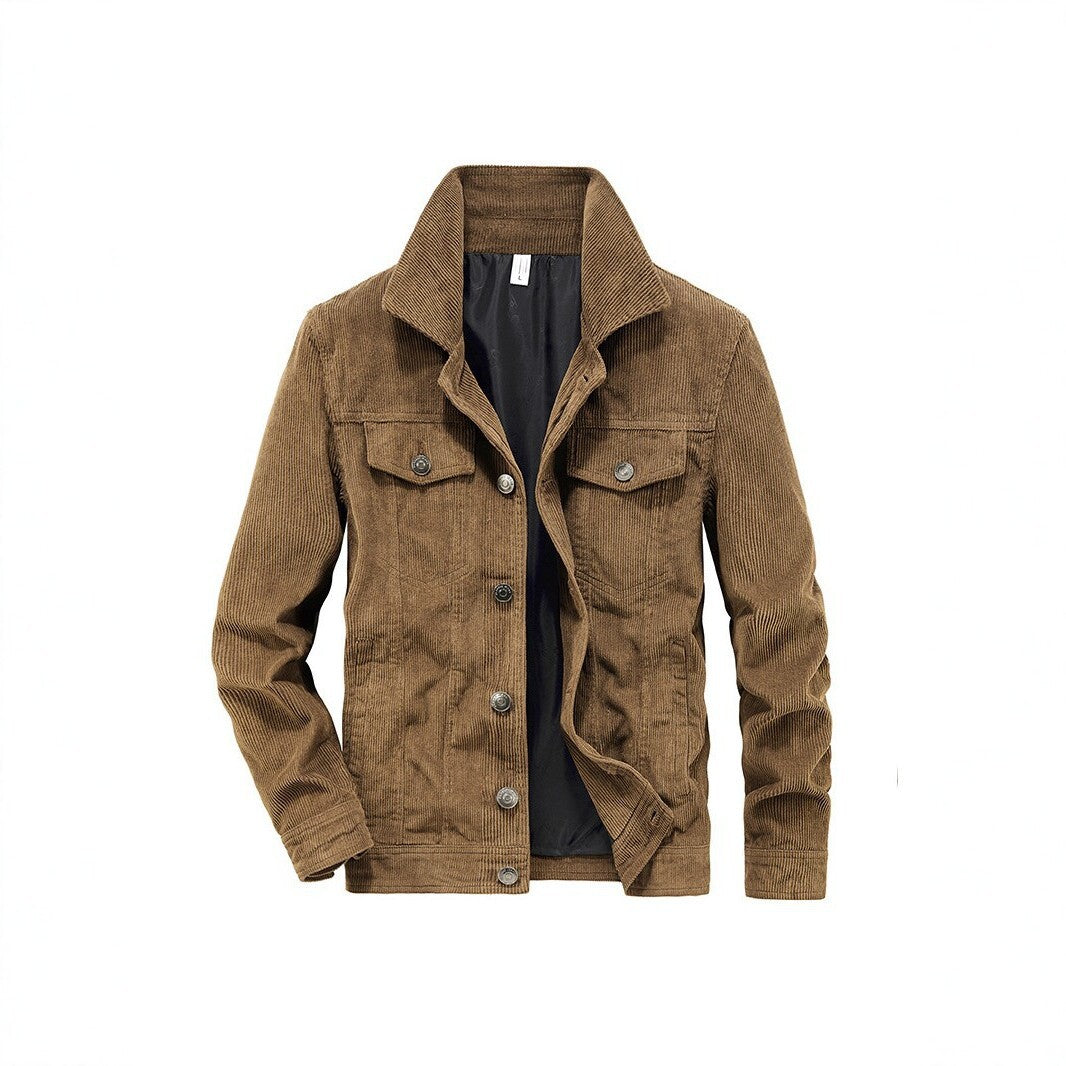Men's cord jacket made of fine corduroy with shirt collar, chest pockets, and quilted inner lining Mune Fashion