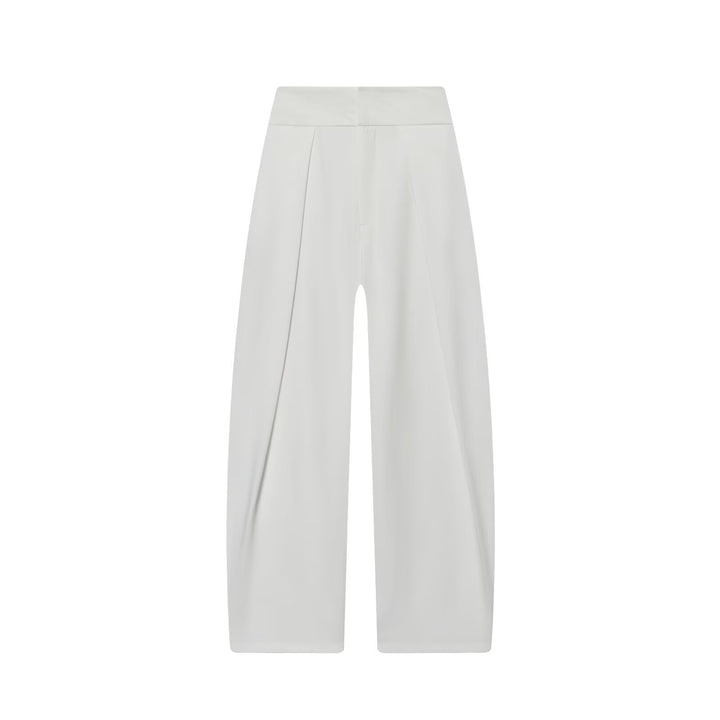 Women's Wide High Waist Pants with Front Pleats and Flowing Palazzo Silhouette Mune Fashion