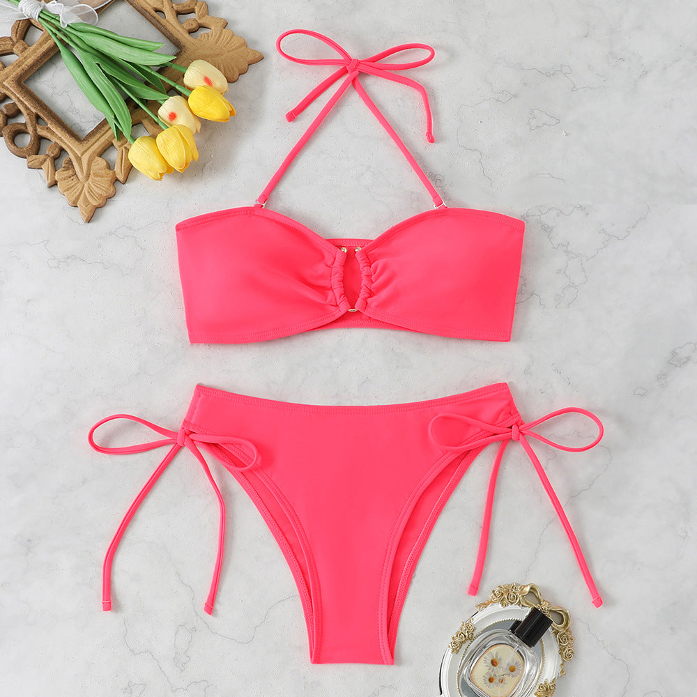 Women's bikini set with adjustable straps and fashionable knot detail Mune Fashion