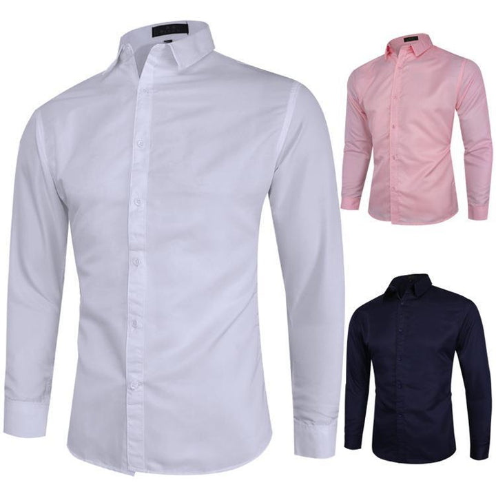 Men's Slim-Fit Business Shirt with Kent Collar Stretch Comfort and Easy-Care Cotton Blend Mune Fashion