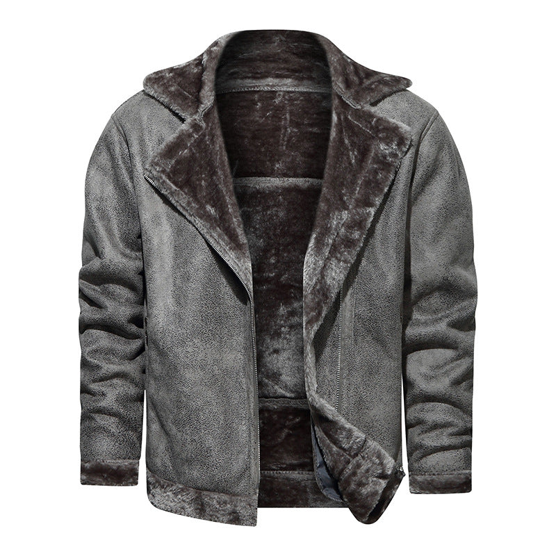 Men's biker jacket made of faux leather with teddy lining Mune Fashion