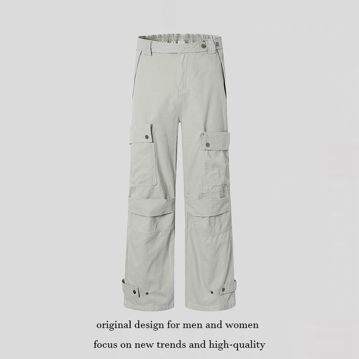 Women's wide cargo culotte pants with high waistband, elastic waistband fit, and multi-pocket Mune Fashion