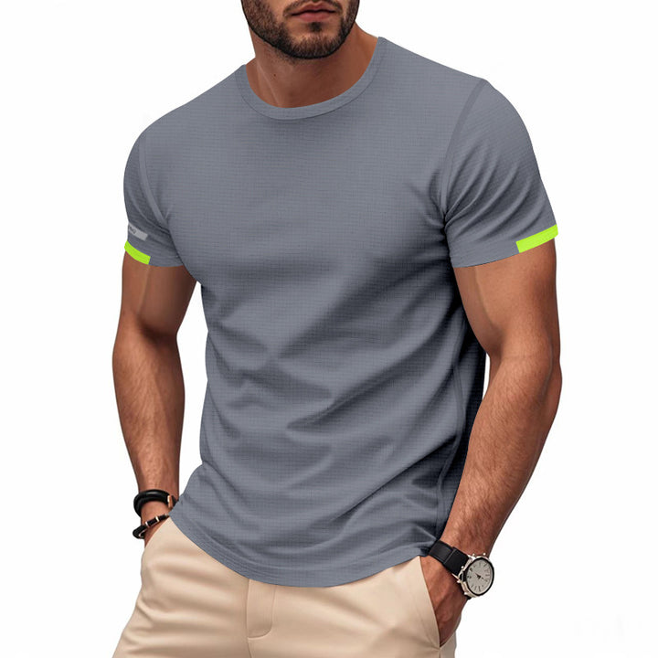 Men's nan athletic functional T-shirt with round neck, body-hugging stretch cut and contrasting sleeve hem Mune Fashion