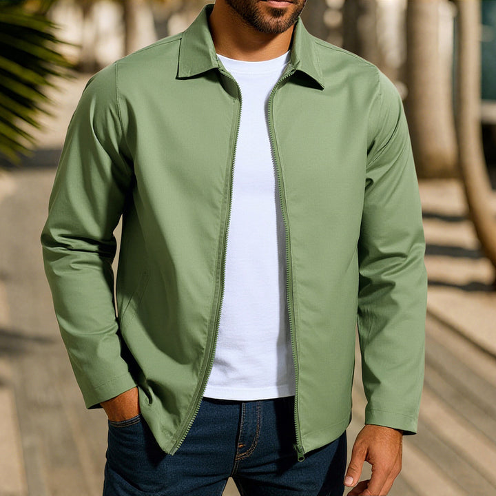 Men's lightweight windproof transitional jacket with shirt collar and full zipper Mune Fashion