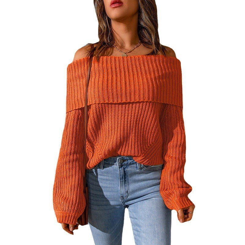 Women's oversized off-shoulder chunky knit sweater with dropped shoulder and balloon sleeves Mune Fashion