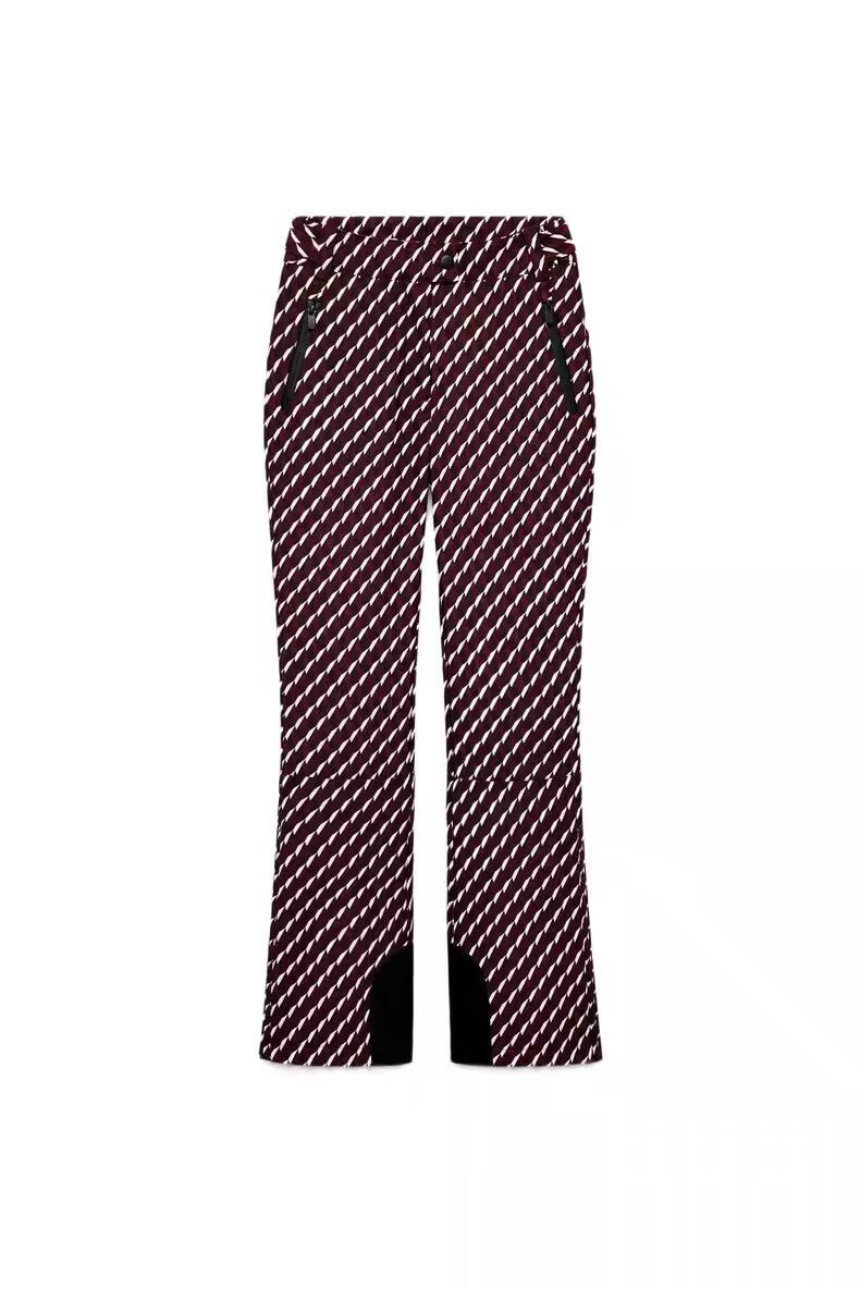 Women's Patterned Stretch Jogging Pants with Flared Leg, Elastic Drawstring Waistband and Zipper Pockets Mune Fashion