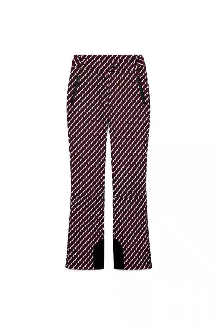 Women's Patterned Stretch Jogging Pants with Flared Leg, Elastic Drawstring Waistband and Zipper Pockets Mune Fashion