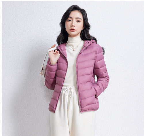 Women's Ultra-light Quilted Hooded Jacket with Ultra-flat Thermal Wadding Mune Fashion