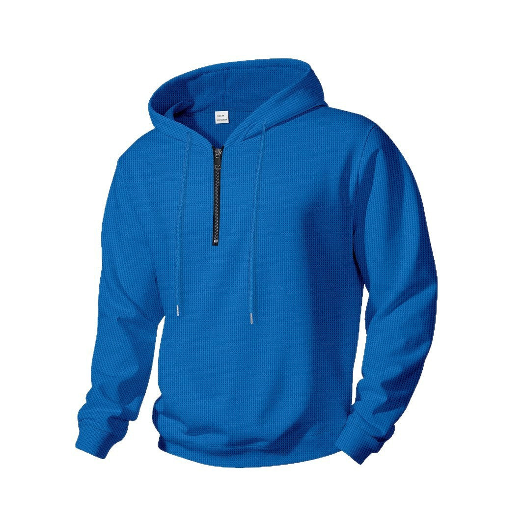 Men's half-zip hoodie made of cotton blend with drawstring and elastic ribbed cuffs Mune Fashion