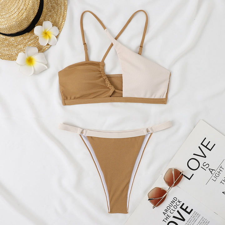 Women Two-Piece Bikini Set with Asymmetrical Design Mune Fashion