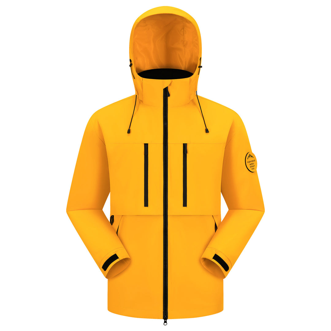 Men's Waterproof Breathable Softshell Outdoor Jacket with Adjustable Hood Mune Fashion