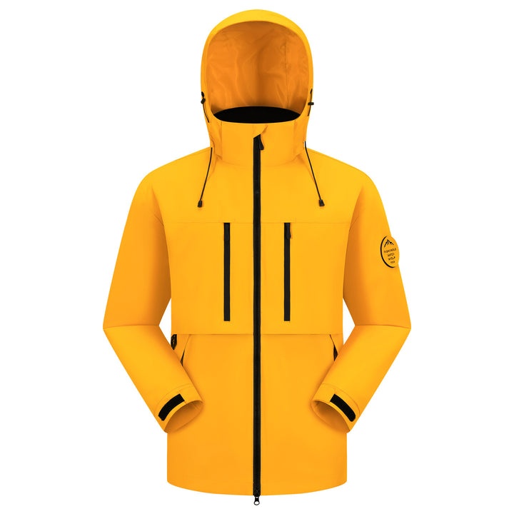 Men's Waterproof Breathable Softshell Outdoor Jacket with Adjustable Hood Mune Fashion