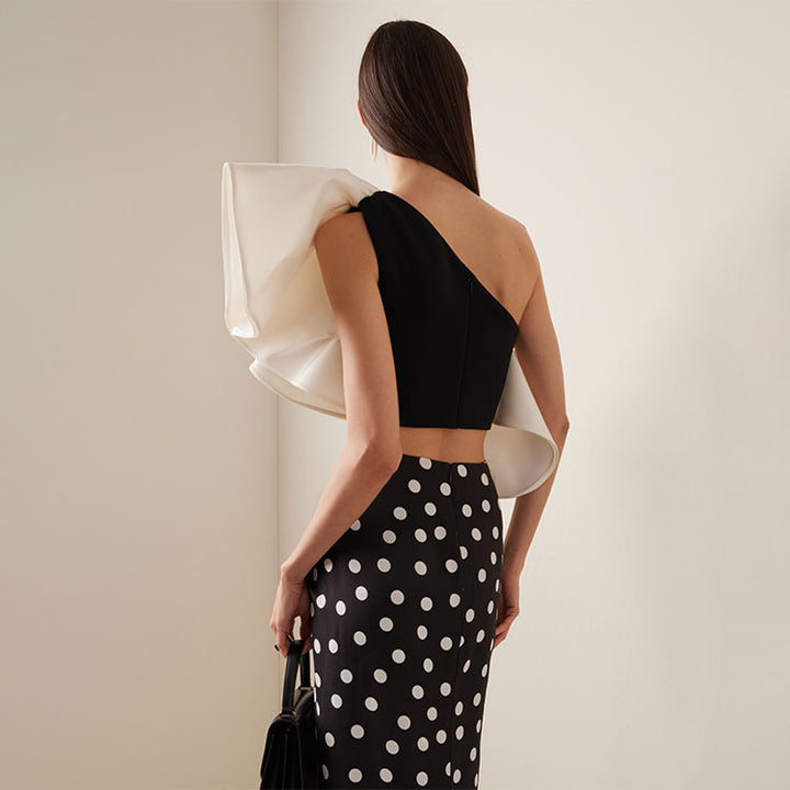 Women's swimsuit set with stylish wrap skirt and elegant ruffle top Mune Fashion