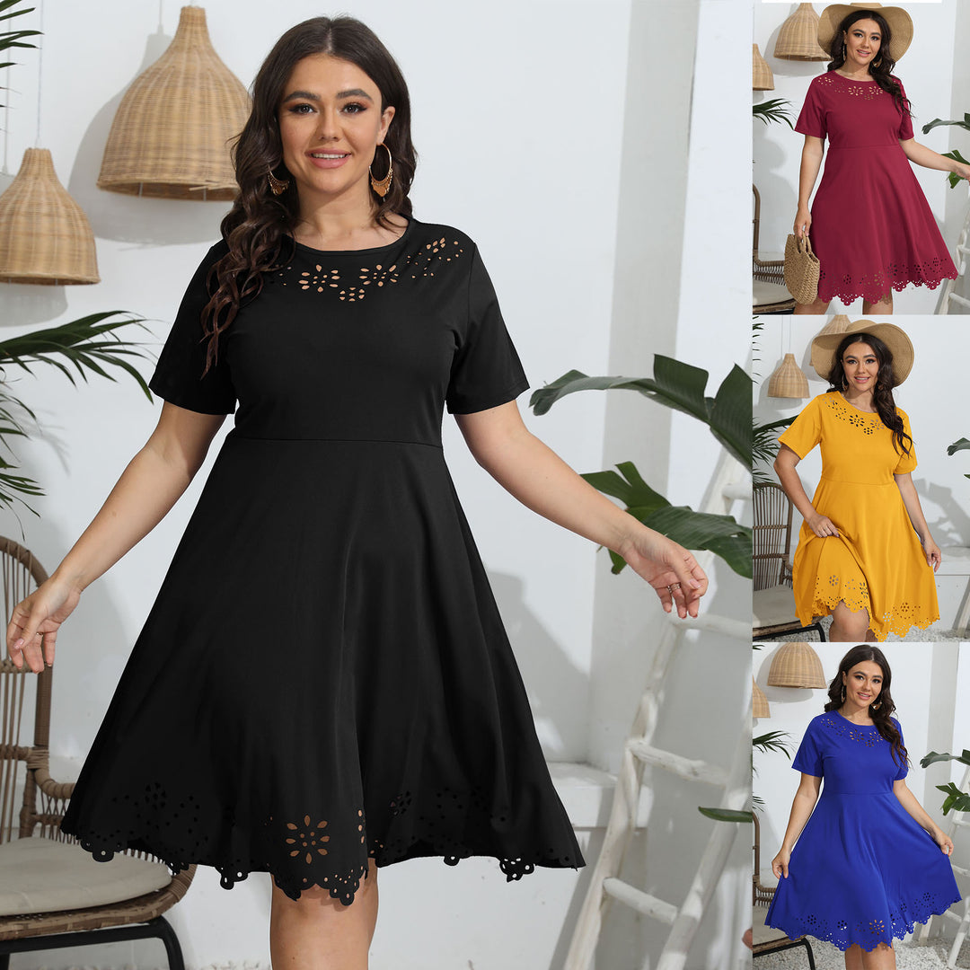 Ladies airy dress with decorative perforated pattern Mune Fashion