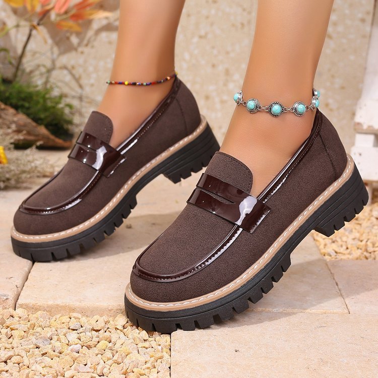 Ladies nan fashionable platform loafers with rugged tractor sole, padded comfort footbed and elegant penny tab Mune Fashion