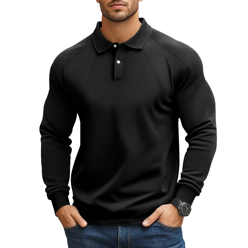 Men's long-sleeved polo shirt with raglan sleeves, short button placket and ribbed cuffs Mune Fashion