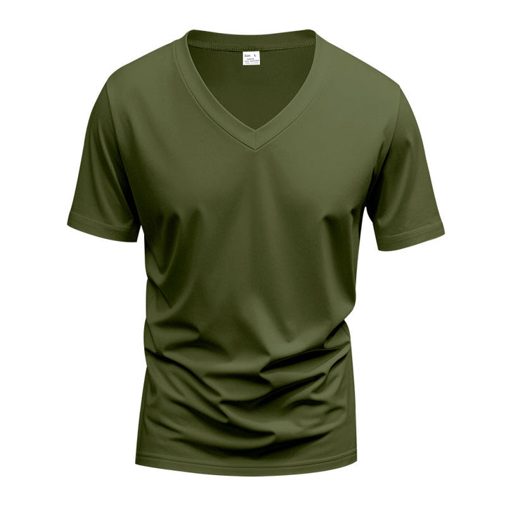 Men's V-neck T-shirt made of breathable cotton blend with modern cut Mune Fashion