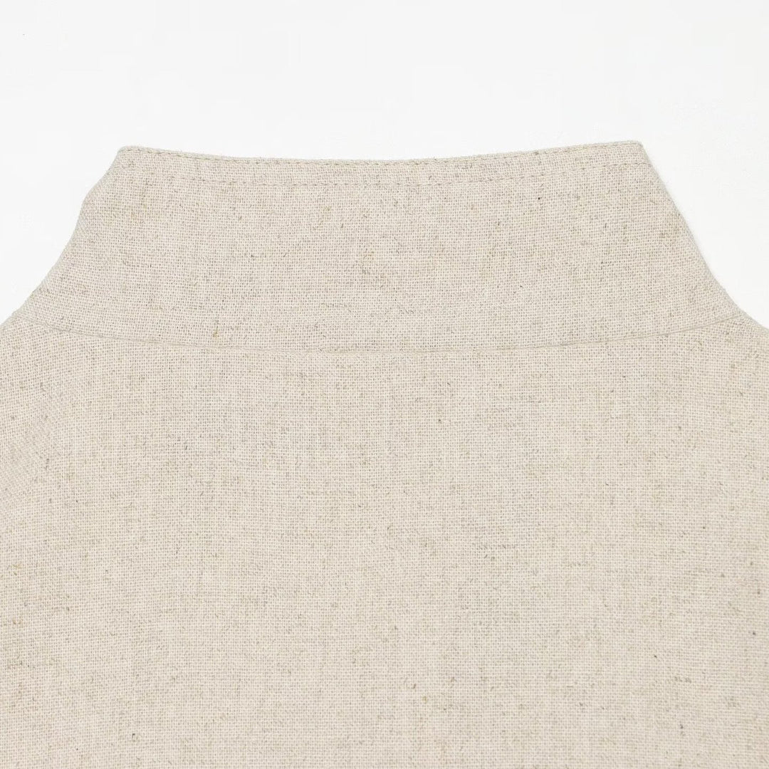 Women High-Waisted Linen Blend Pants with Slim Fit and Decorative Seams Mune Fashion