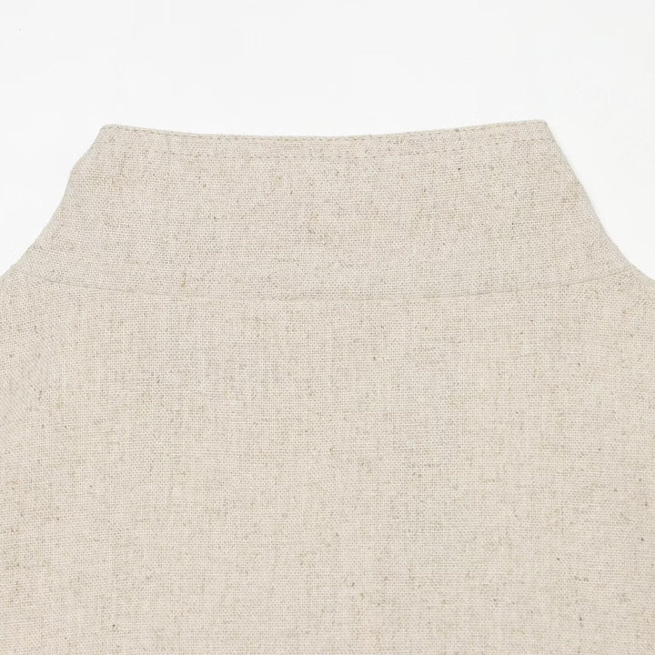 Women High-Waisted Linen Blend Pants with Slim Fit and Decorative Seams Mune Fashion