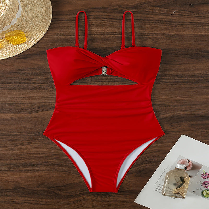 Women's One-Piece Swimsuit with Modern Cut-Outs and Adjustable Straps Mune Fashion