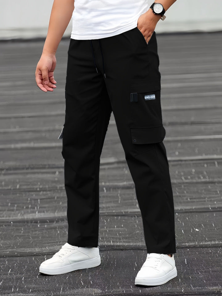 Men's Casual Technical Cargo Pants with Multi-Pockets, Drawstring Waist and Straight Leg Mune Fashion