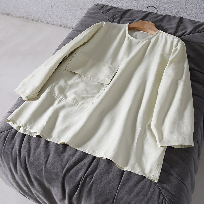 Women's Casual Long Sleeve Blouse with Chest Pocket Mune Fashion