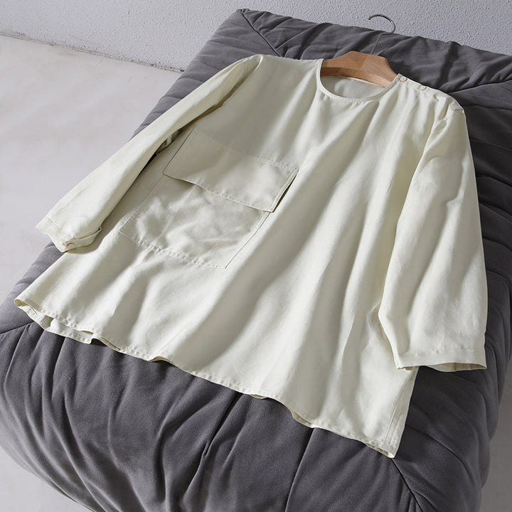 Women's Casual Long Sleeve Blouse with Chest Pocket Mune Fashion