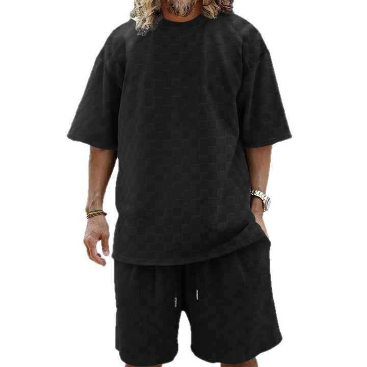 Unisex nan structured relief set made of honeycomb jersey with oversized shirt and knee-length shorts Mune Fashion