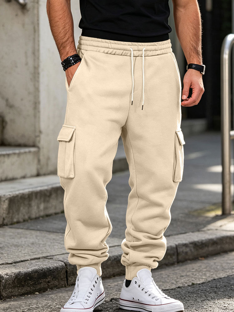 Men's cargo jogging pants made of cotton fleece with elastic waistband and leg cuffs Mune Fashion