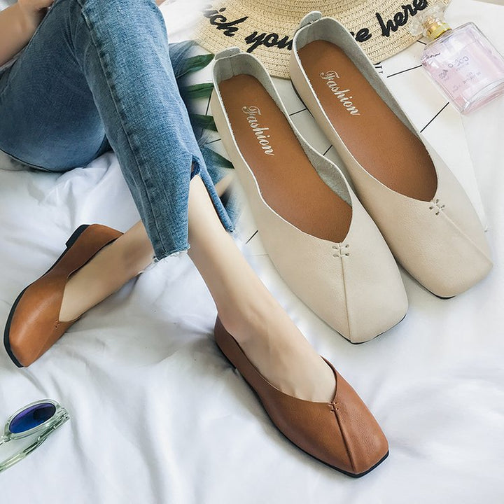 Ladies nan square ballerina slippers made of soft synthetic leather with cushioned comfort insole Mune Fashion