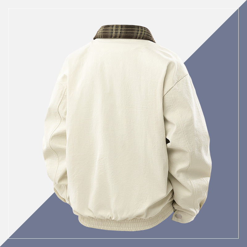 Men's Casual Overshirt Jacket with Checked Lining and Concealed Zipper Mune Fashion