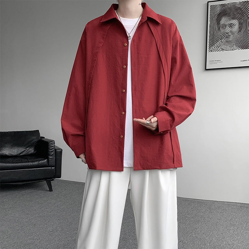 Men's Oversized Shirt Jacket made of lightweight cotton blend with straight cut & button placket Mune Fashion