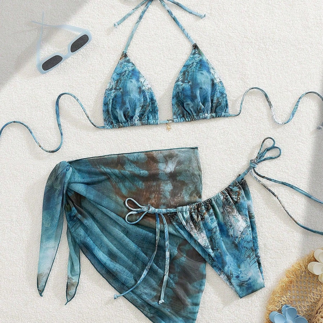 Women Triangle Bikini with Floral Design Mune Fashion