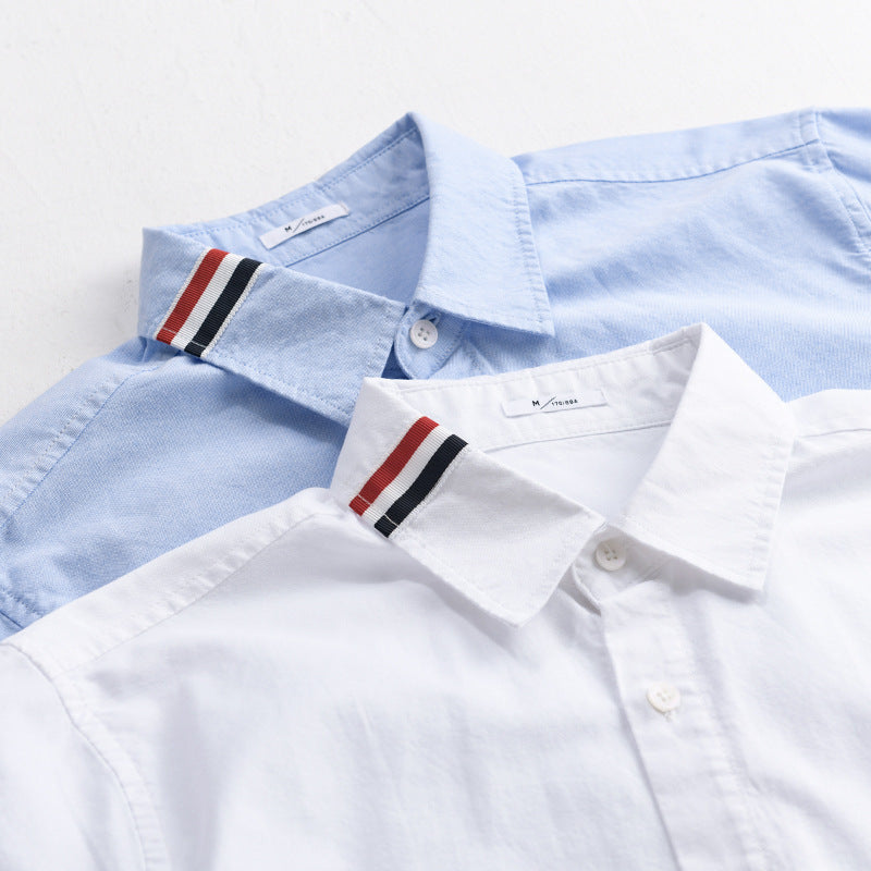 Men's Lightweight Long Sleeve Shirt in Layering Look with Contrast Trim on Collar and Sleeves Mune Fashion