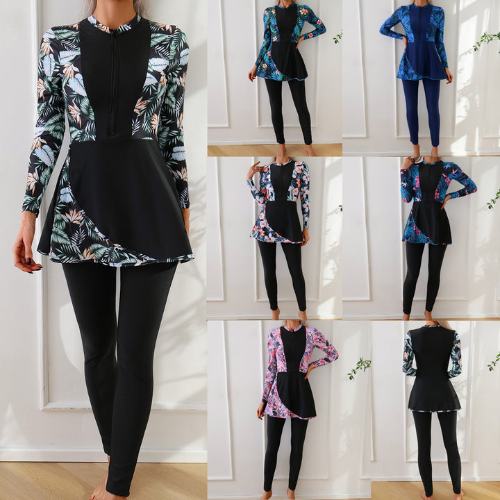 Ladies Sporty Long Sleeve Swimsuit with Elegant Tunic Look Mune Fashion