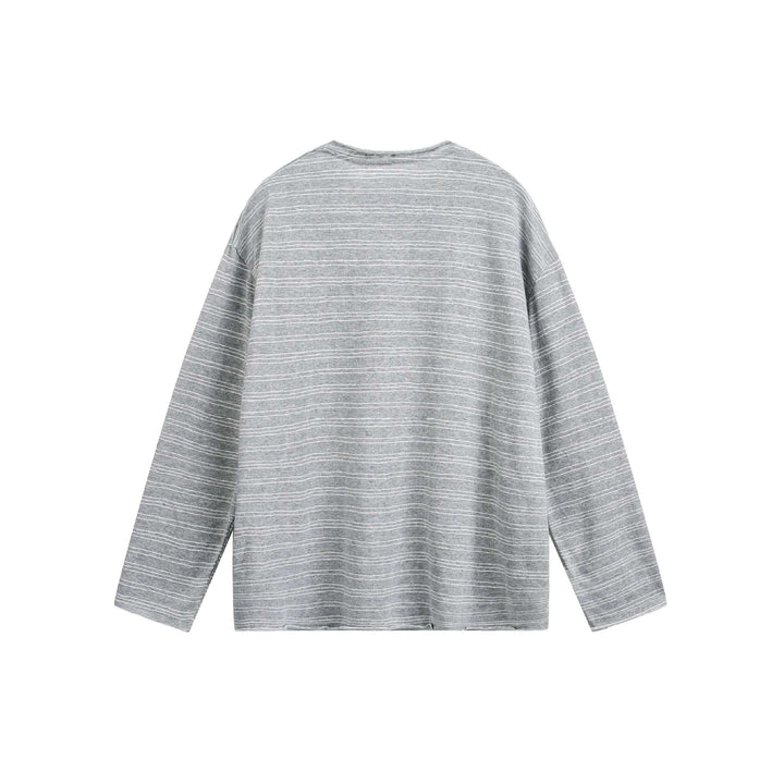 Unisex Oversized Long Sleeve Shirt made of fine cotton blend with subtle striped texture Mune Fashion